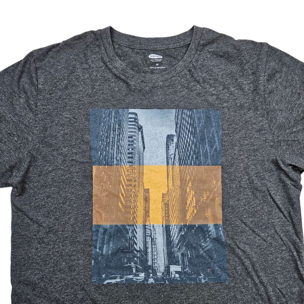 Old Navy City Graphic Tee Shirt Mens Medium Gray Short Sleeve Crew Neck - Picture 2 of 6
